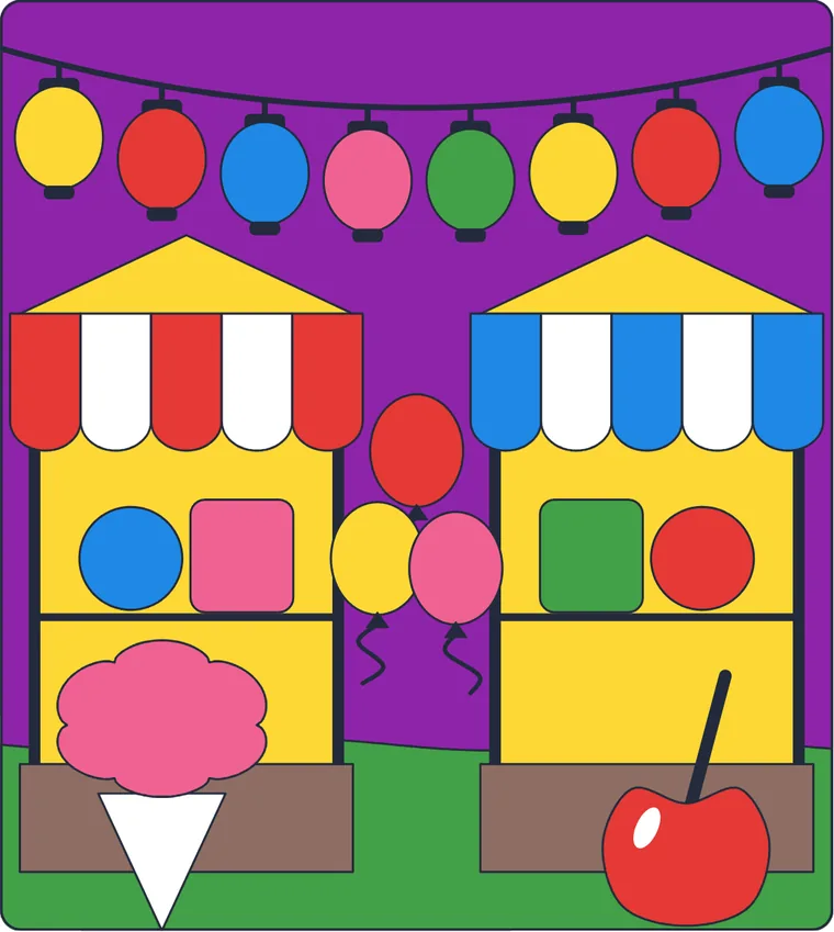 La fête foraine : le dessin une fois colorié