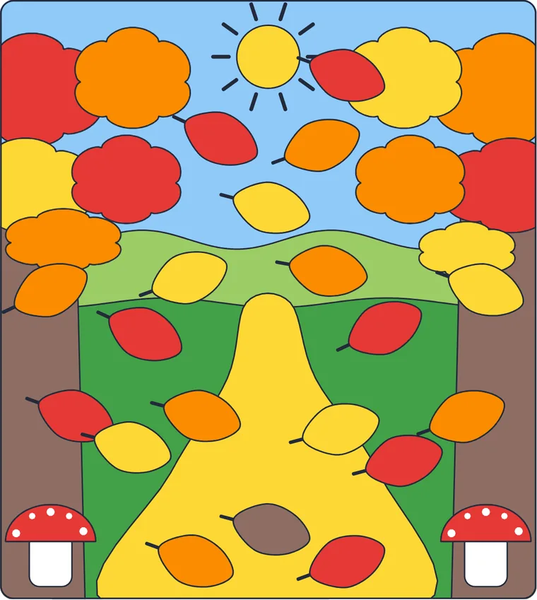 La forêt d'automne : le dessin une fois colorié