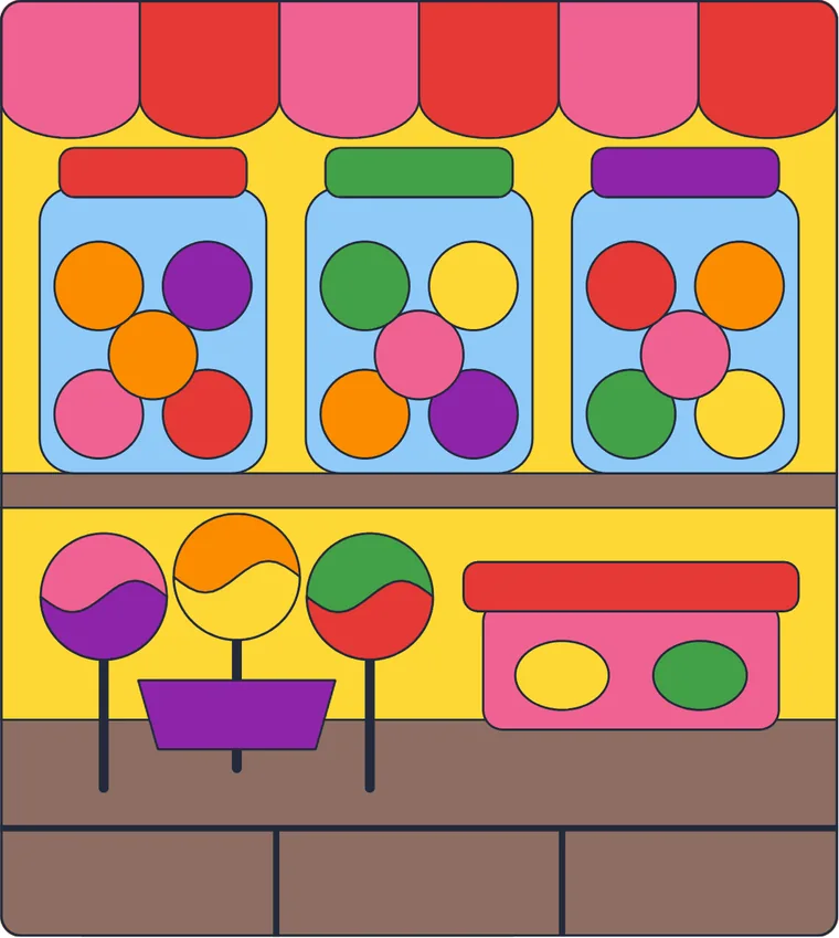 Le magasin de bonbons : le dessin une fois colorié
